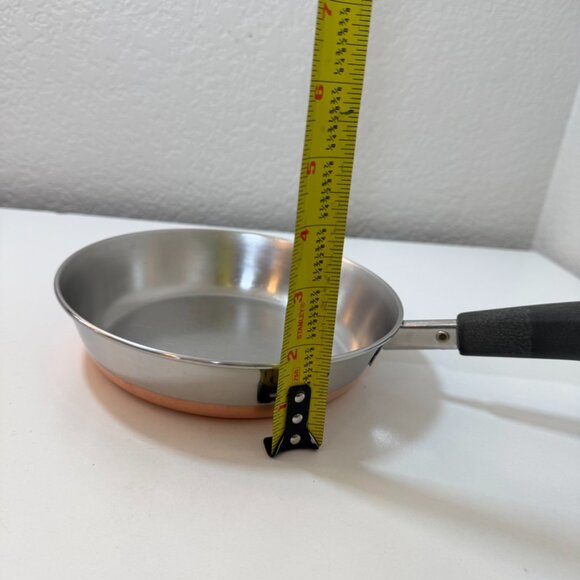 VTG Revere Ware 7 in Skillet Fry Pan SS Copper Bottom 1801 Clinton USA w/ Lid - Picture 13 of 16